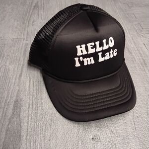 Black Trucker Hat with White Text